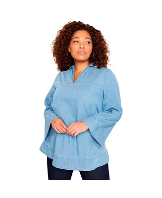 June + Vie Women's Cotton Denim Blouse