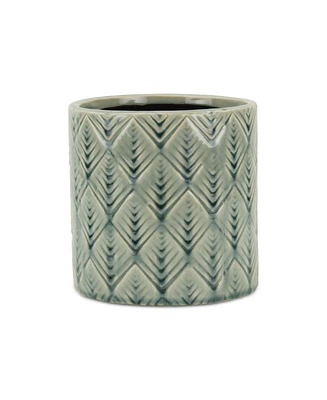 Ceramic Round Planter with Geometric Pattern – Versatile Pot for Garden & Home