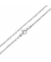 Bling Jewelry Simple Strong 50 Gauge .925 Sterling Silver Figaro Chain Anklet Ankle Bracelet Flexible 9 -10 Inch Made Italy