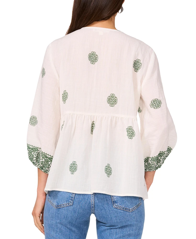Vince Camuto Women's Tie-Neck 3/4-Sleeve Top
