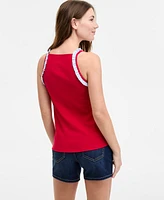 Tommy Hilfiger Women's High-Neck Ruffle-Trim Cotton Tank Top