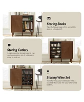 Alfred 34" Tall 3-Door Accent Cabinet with Adjustable Shelves