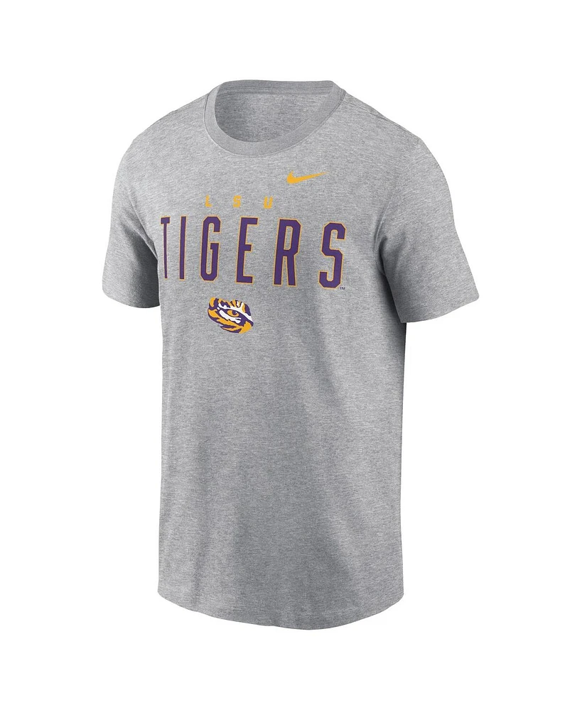Nike Men's Heather Gray Lsu Tigers Campus 2-Hit Primary Mascot T-Shirt