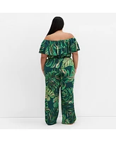 City Chic Plus Size Peta Palm Jumpsuit