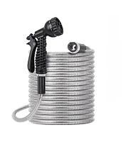 Garden Hose Stainless Steel Heavy Duty Water Hose No-Kink Rust Proof for Yard Outdoor 75ft
