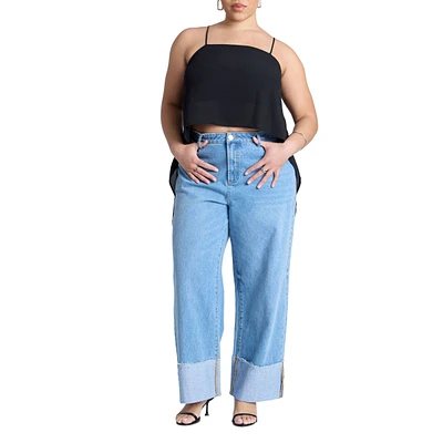 Eloquii Women's Cascading Crop Top