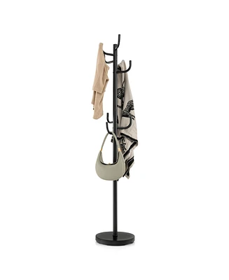 Metal Coat Rack Stand with 8 Sturdy Hooks and Metal Base