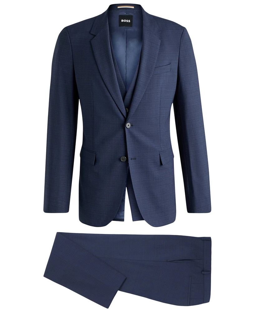 Boss by Hugo Men's Slim-Fit Three Piece Checked Suit