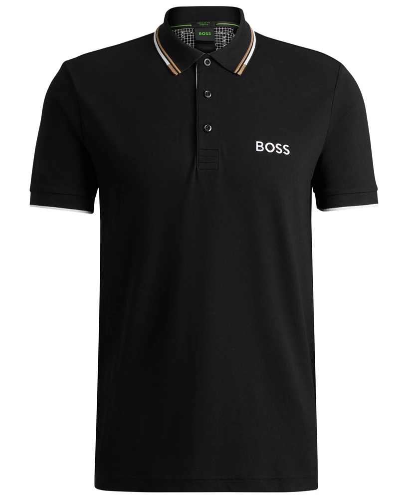 Boss by Hugo Men's Contrast Logo Cotton-Blend Polo Shirt