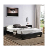 Solid & Manufactured Wood Bed Frame – Faux Leather Upholstered Headboard