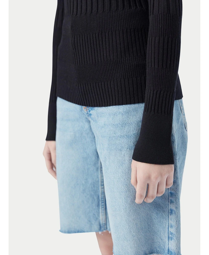 Gobi Cashmere Juniors' Ribbed Cotton Silk Blend Sweater