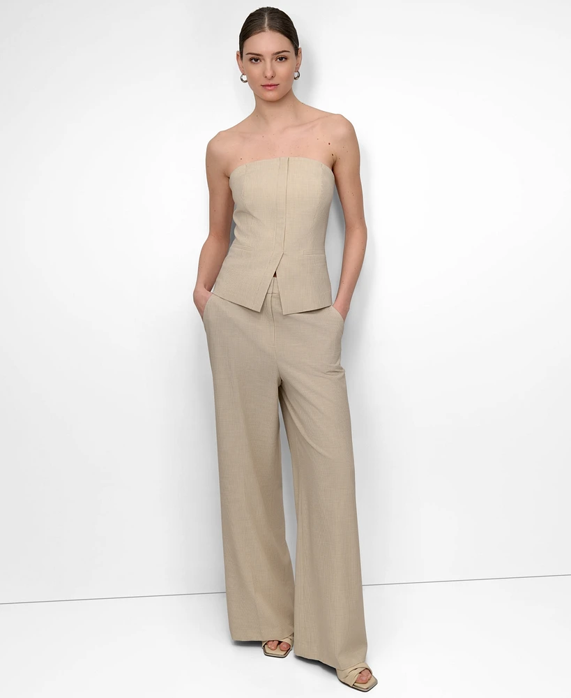 Dkny Women's Seersucker Square-Neck Bustier Top