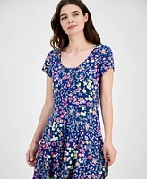 Sandra Darren Women's Floral-Print Scoop-Neck Dress