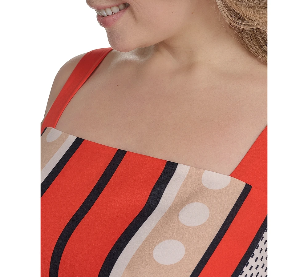 Eliza J Plus Printed Square-Neck Maxi Dress