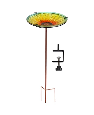 Deck-Mounted/Staked Glass Bird Bath - 10.5” Diameter Purple
