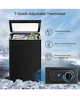 Zafro 3.5 Cubic Feet Chest Freezer with 2 Removable Baskets Free Standing Top Open Door Compact Freezer with Adjustable Temperature for Home/Kitchen/O