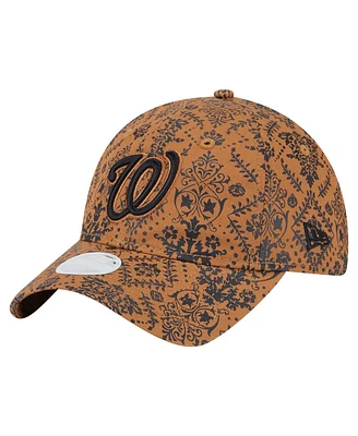 New Era Women's Brown Washington Nationals Vintage Deco 9TWENTY Adjustable Hat