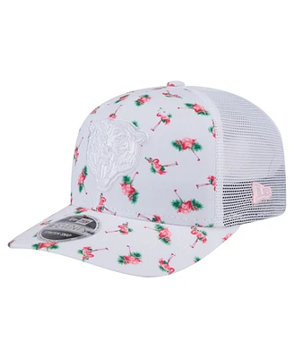 New Era Men's White Chicago Bears Adventure Flamingo Pattern 9SEVENTY Stretch-Snap Hat