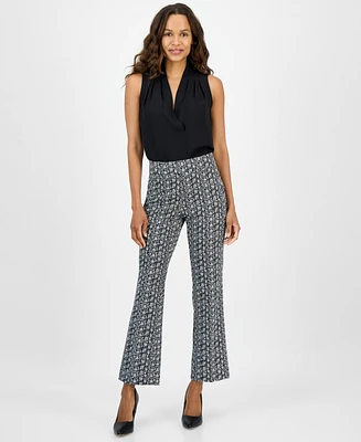 Ak Anne Klein Women's Printed Cool Crepe Pull-On Pants
