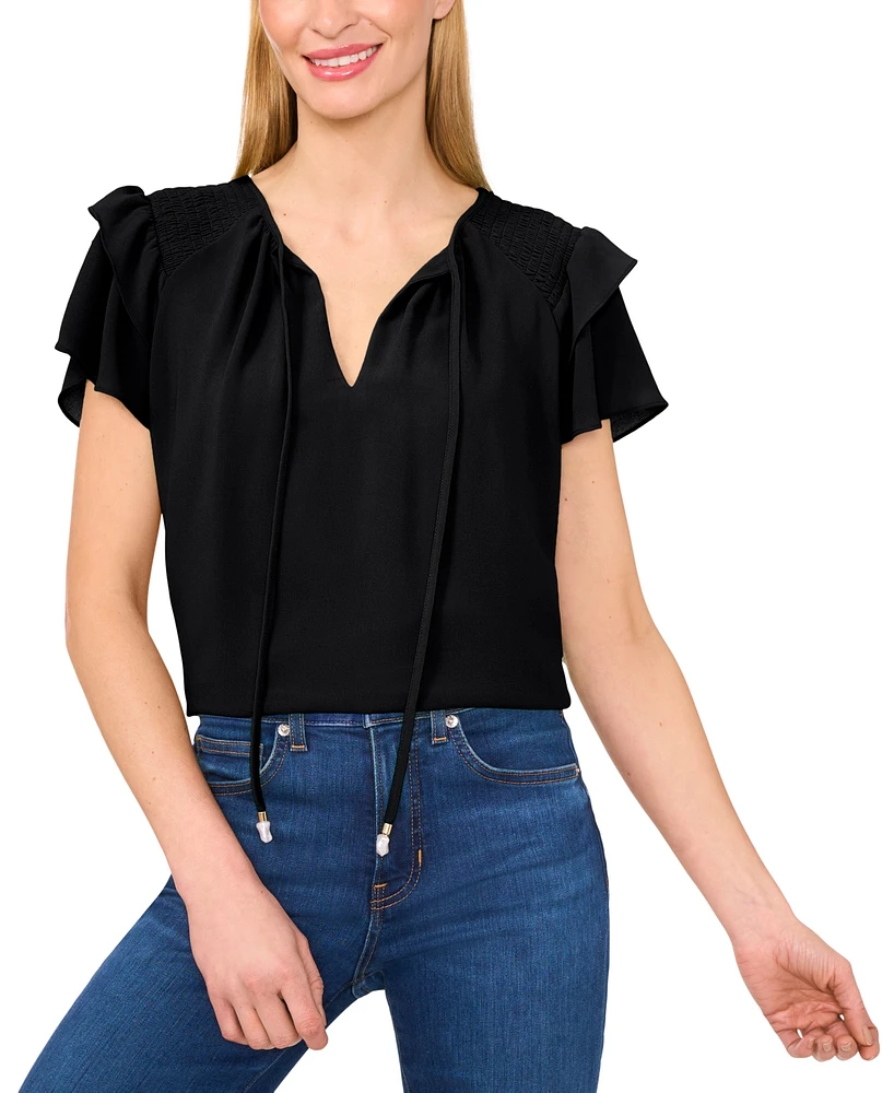 CeCe Women's Tie-Neck Tiered-Ruffle-Sleeve Blouse