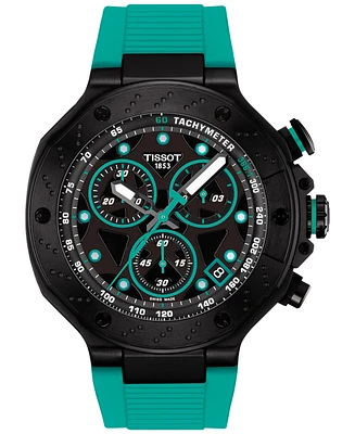 Tissot Men's Swiss Chronograph T-Race Green Silicone Strap Watch 45mm