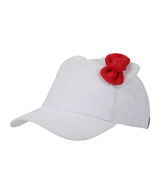 Hello Kitty 3D Bow & Ears Women's White Traditional Adjustable Hat