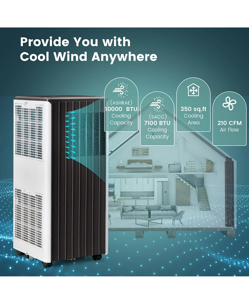 Gymax Portable Air Conditioner 10000 Btu Ashrae 3-in-1 Ac Unit w/ Humidifier & Sleep Mode Pink