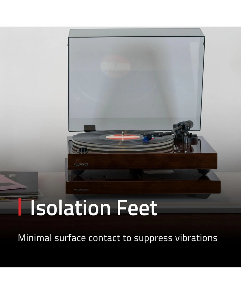 Fluance IB40 Turntable Isolation Base Anti-Vibration Wood Platform for Enhanced Sound Clarity and Superior Damping with Height Adjustable Feet, Bubble