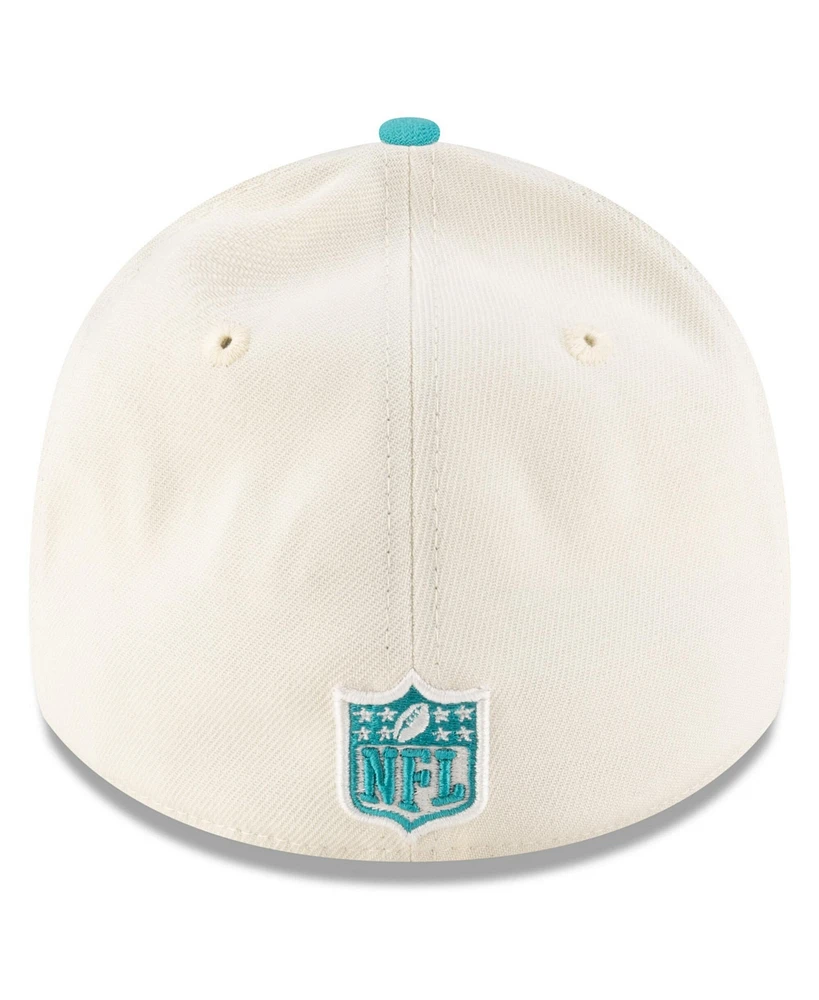 New Era Men's Cream/Aqua Miami Dolphins 2025 Nfl Draft 39THIRTY Flex Hat