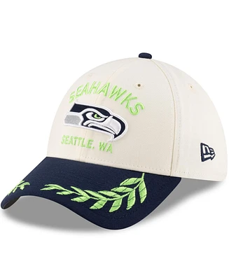 New Era Men's Cream/ College Navy Seattle Seahawks 2025 Nfl Draft 39THIRTY Flex Hat