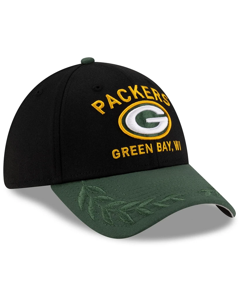 New Era Men's Black/Green Green Bay Packers 2025 Nfl Draft 39THIRTY Flex Hat