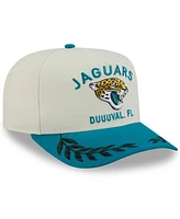 New Era Men's Cream/Teal Jacksonville Jaguars 2025 Nfl Draft A-Frame 9FIFTY Snapback Hat