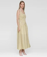 Avec Les Filles Women's Drop-Waist Smocked-Bodice Tank Maxi Dress