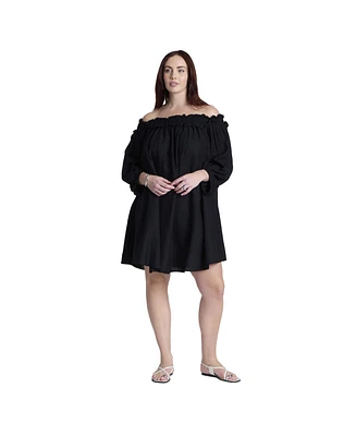 Eloquii Women's Ruffle Neckline Mini Dress