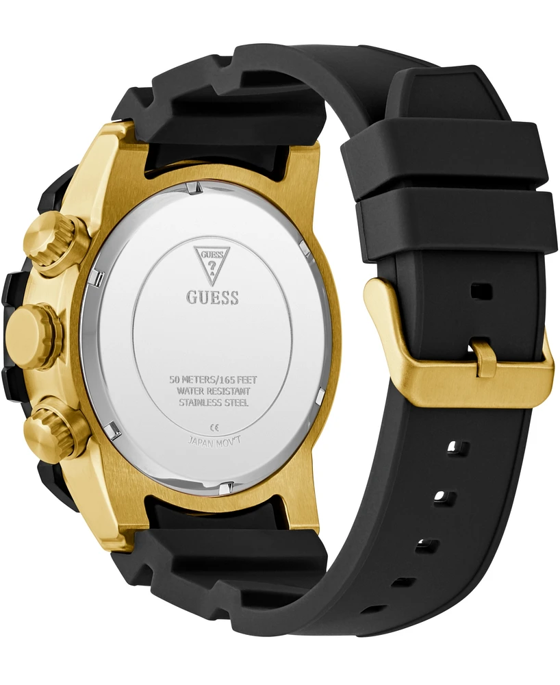 Guess Men's Multifunction Black Silicone Watch, 52mm