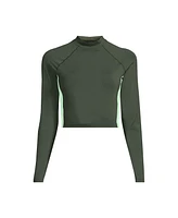Lands' End Plus SunShade Upf 50 Long Sleeve Cropped Rash Guard