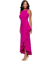 Betsy & Adam Women's Scuba Sleeveless Ruffled-Slit Dress
