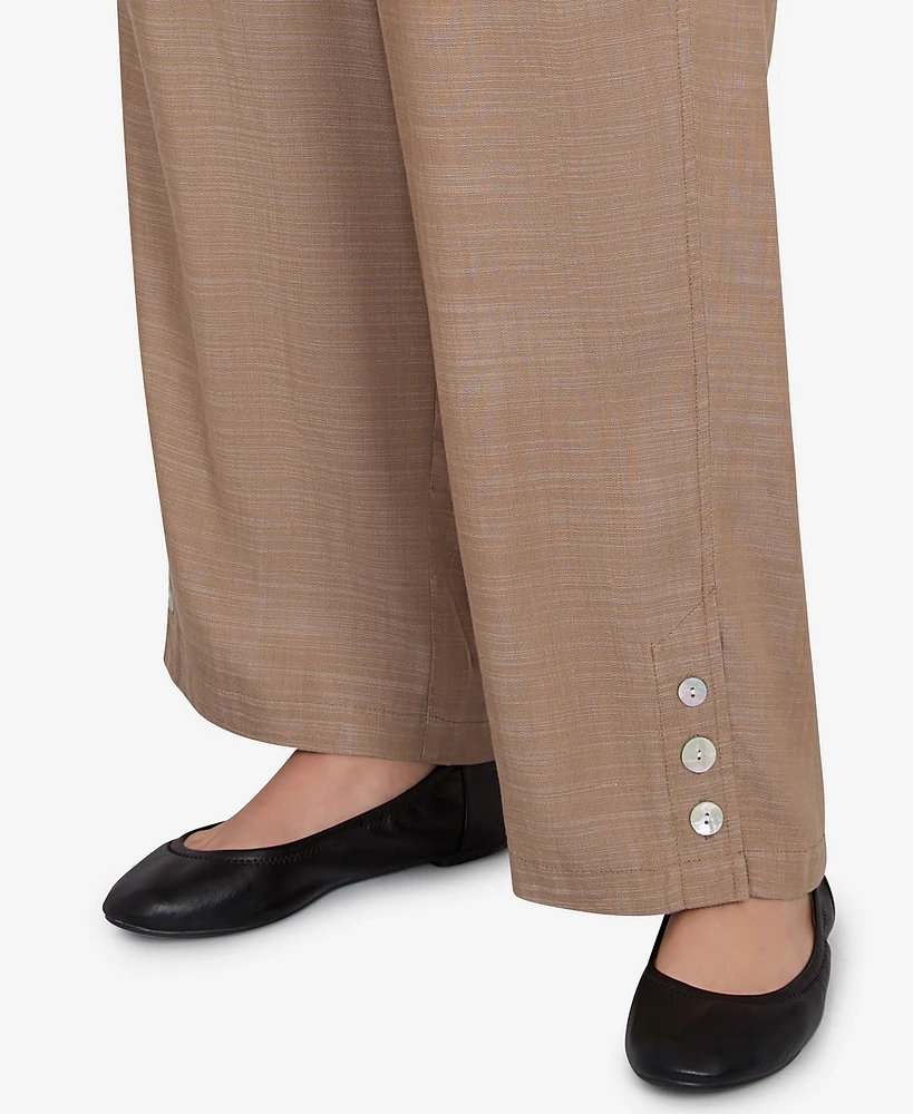 Alfred Dunner Plus Summer Solstice Relaxed Button Detail Pull On Ankle Pants