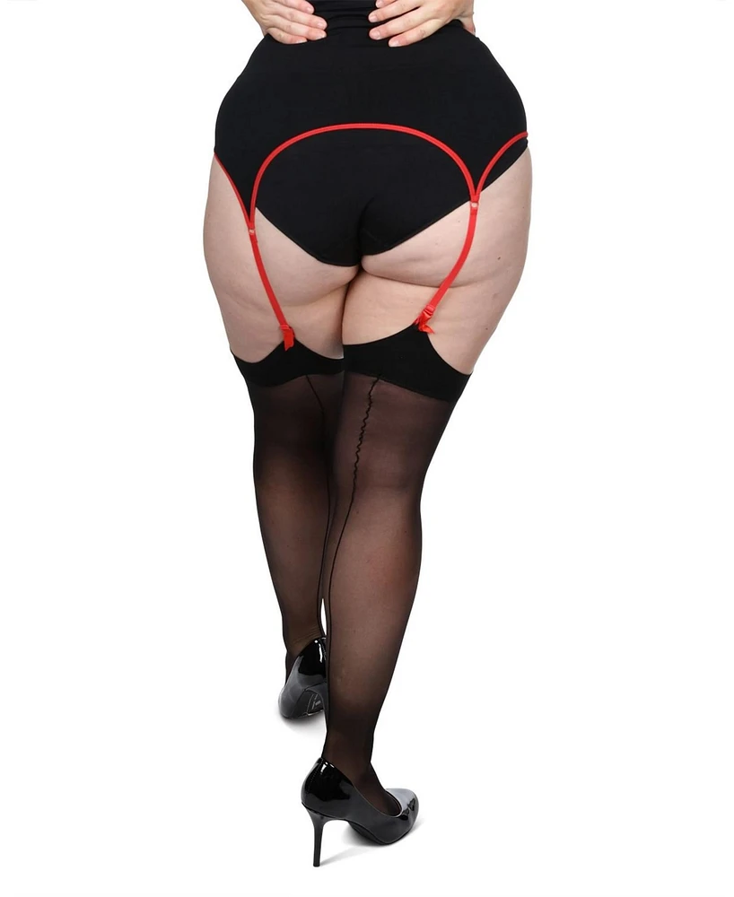 MeMoi Plus Back Seam/Cuban Heel Curvy Thigh High Stocking Mm-2612