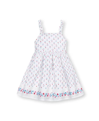Hope & Henry Little Girls Sleeveless Bow Strap Border Hem Sundress