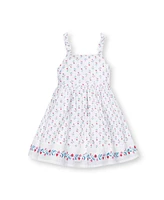 Hope & Henry Little Girls Sleeveless Bow Strap Border Hem Sundress
