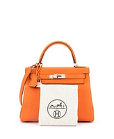 Pre-Owned Hermes Kelly 28 Handbag Clemence with Palladium Hardware