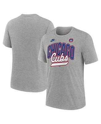 Nike Men's Heather Gray Chicago Cubs Cooperstown Collection Retro Tri-Blend T-Shirt