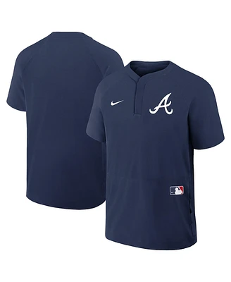 Nike Men's Navy Atlanta Braves Authentic Collection Raglan Short Sleeve Windshirt
