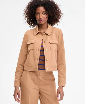Tahari Asl Women's Cropped Button-Front Jacket, Regular & Petites