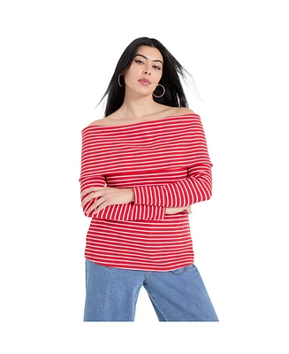 June + Vie Women's Long-Sleeve Off-The-Shoulder Top