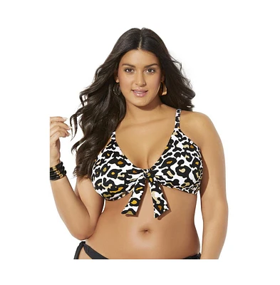 Swimsuits for All Women's Mentor Tie Front Bikini Top