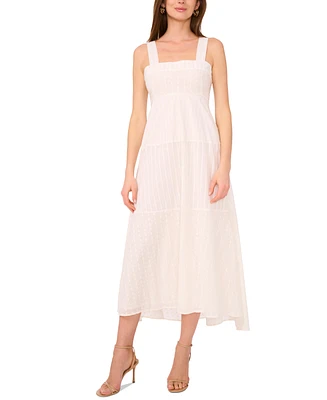 Women's Printed Square-Neck Smocked-Back Sleeveless Maxi Dress