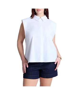 Eloquii Women's Strong Shoulder Collared Top