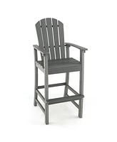 30 Inches Counter Height Outdoor Hdpe Bar Stool with Armrests and Footrest